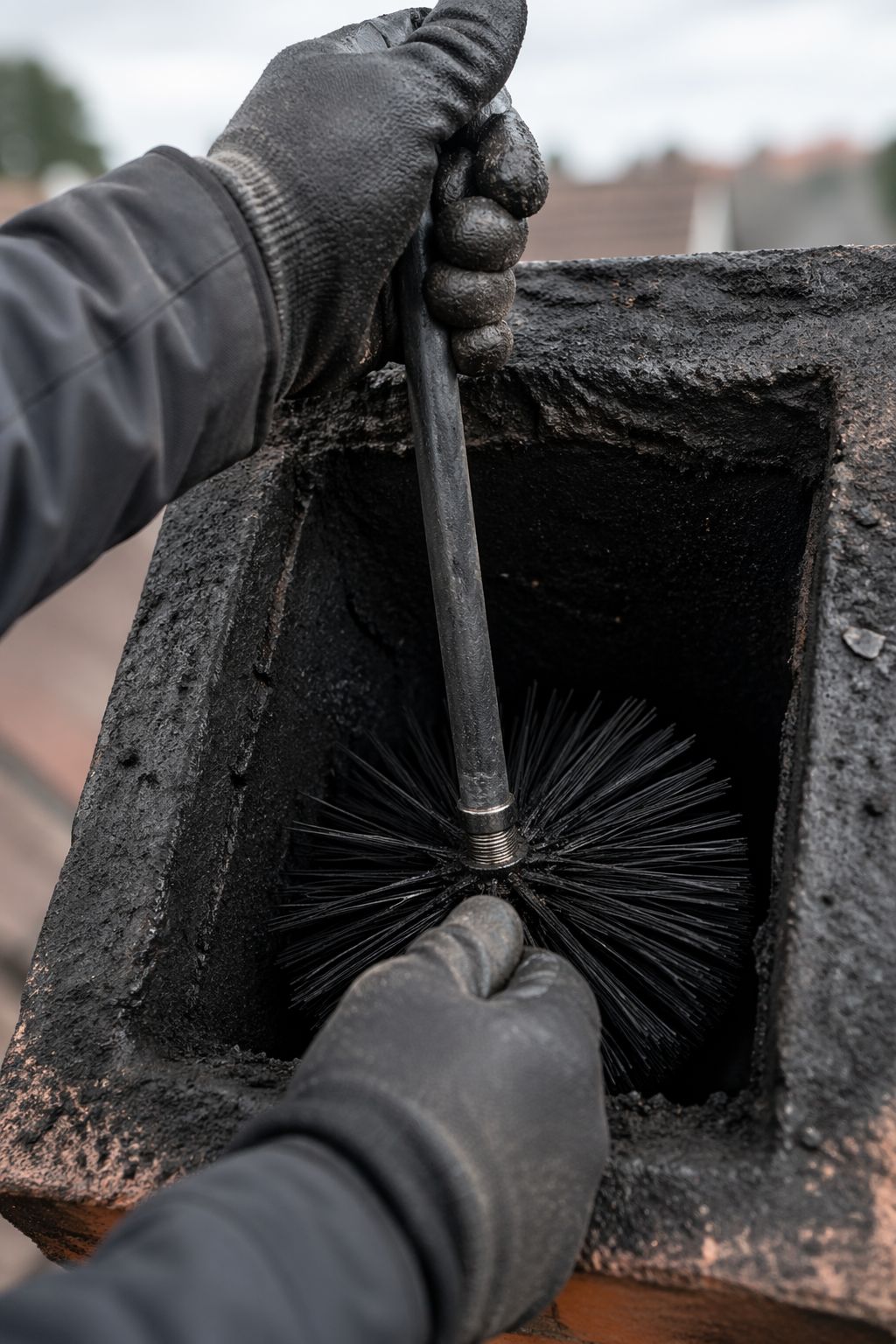 CSIA Verified chimney sweep technician at work